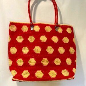 Hand made recycled plastic woven mesh bag